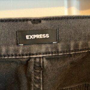 Express Charcoal Cropped Flare Jeans